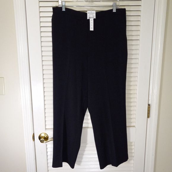 Alfred Dunner Worth Avenue Black Pants Size 16 Pull On Stretch Inseam 27 NEW - Picture 2 of 12
